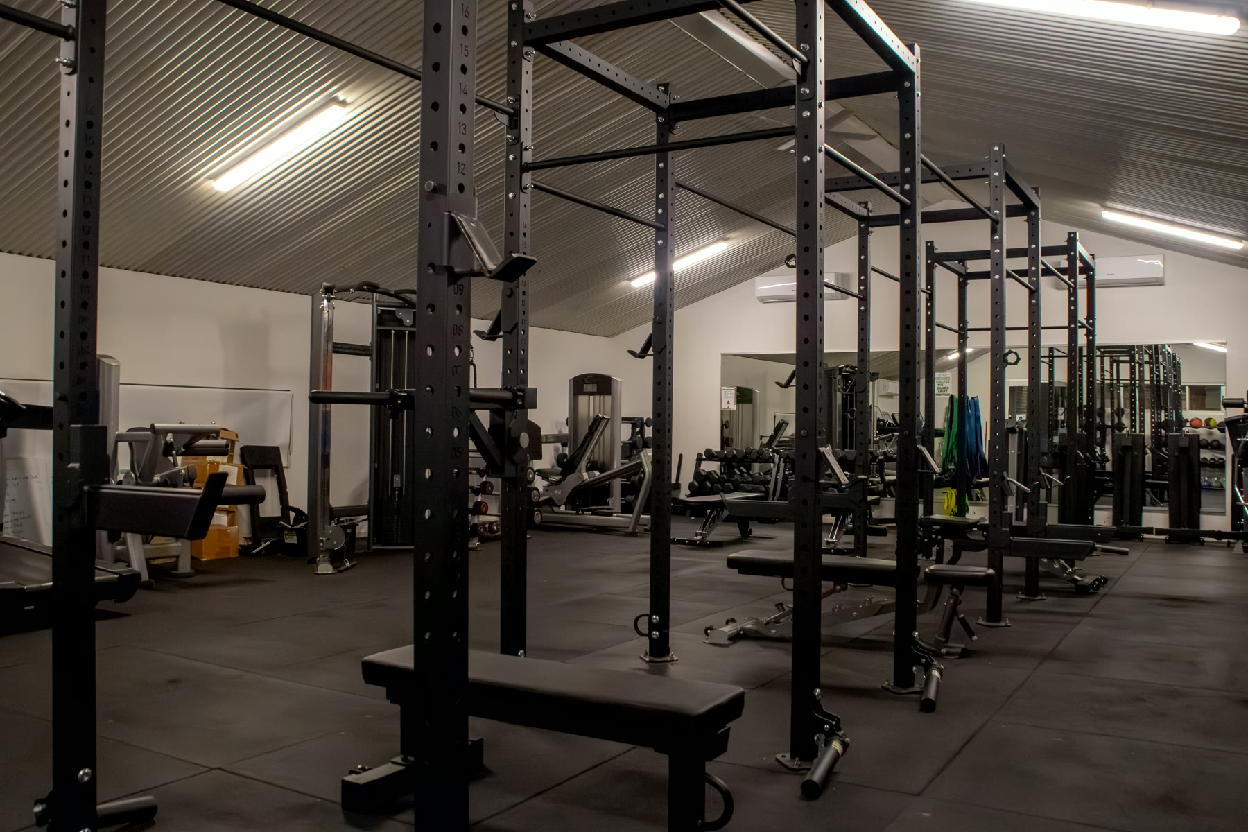 Inside the private Gamechanger strength and conditioning gym.