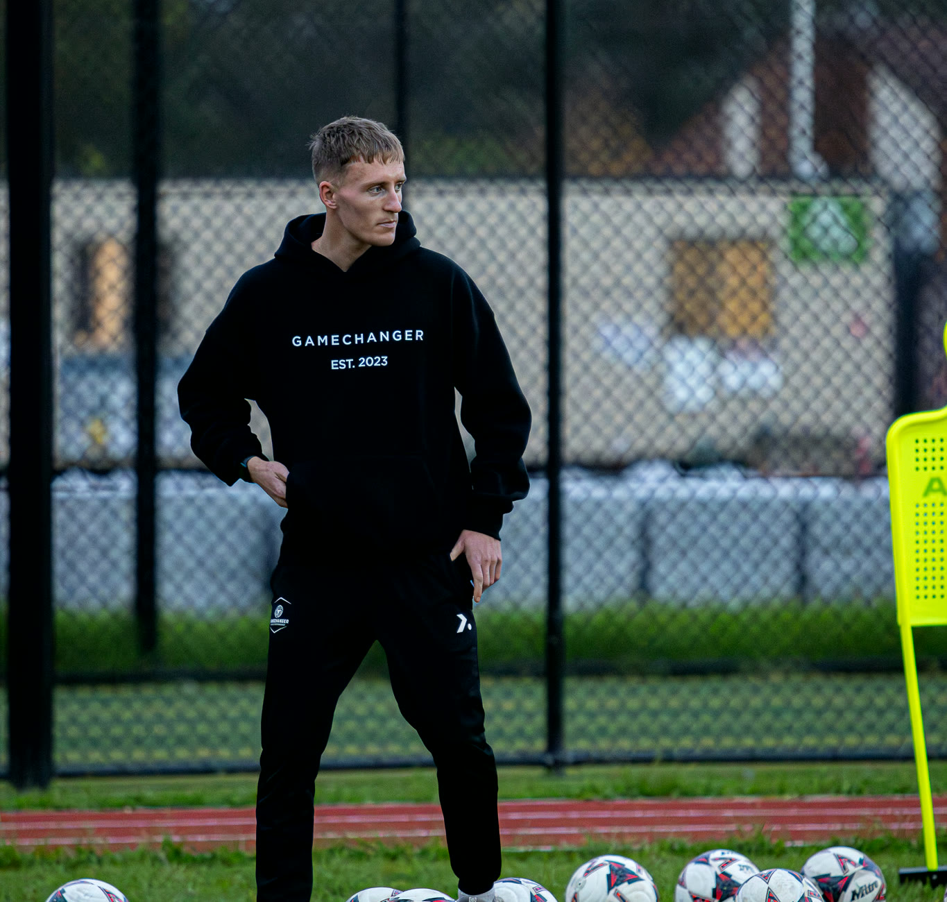 Brodie Clarkson, founder and head coach of Gamechanger Football and Performance, on the training pitch.